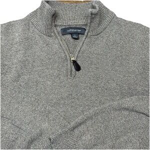 Croft & Barrow 1/4 Zip Sweater Gray Knit Long‎ Sleeve 100% Cotton Men's L
